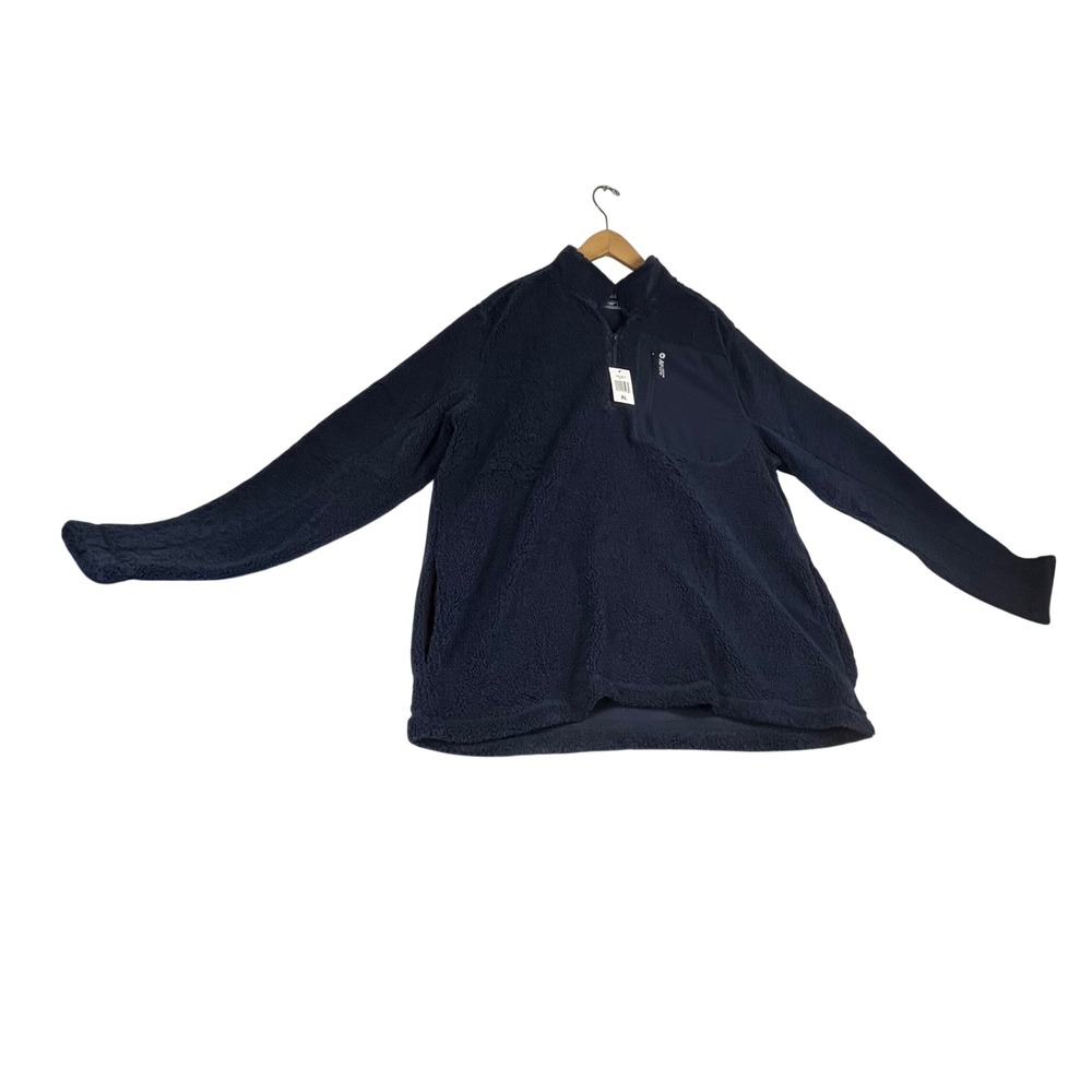 Hi-Tec Mens XL Navy Blue Sherpa Fleece Mock Neck Pullover Long Sleeve Sweater